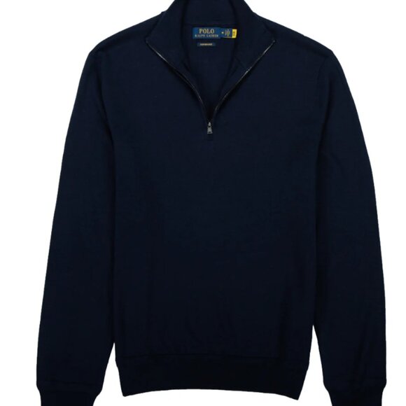 RLX Polo Golf Mock Neck Quarter-Zip Refined Navy Mens Sweater - Picture 1 of 1